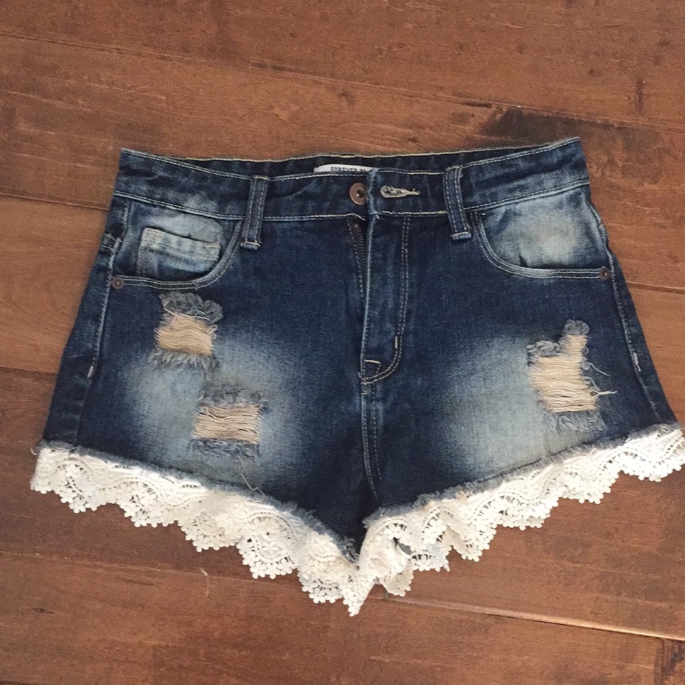 BRAND NEW/NEVER WORN jean shorts with lacing
